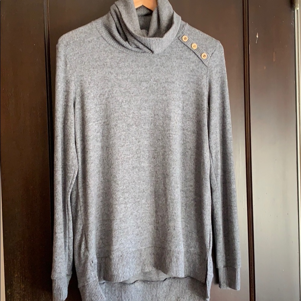 Button Shoulder Brushed Knit Top